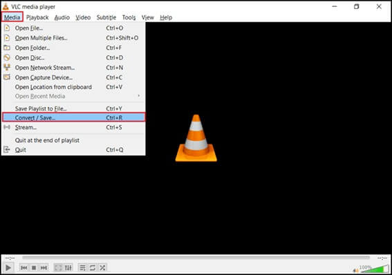 Abre vlc y ve a media